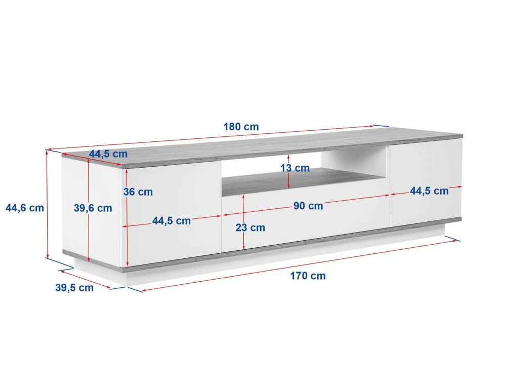 Drewniana podstawa pod telewizor "Veramont" - 180 x 44 x 44 cm - Kremowy