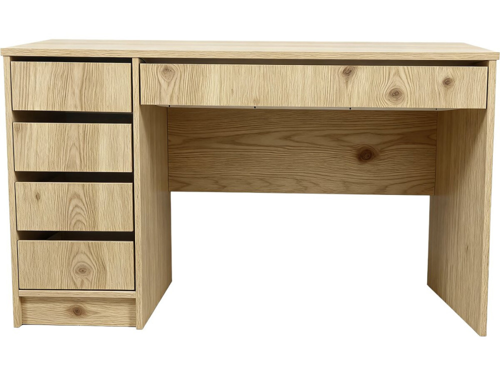 Drewniane biurko "Malika" z 5 szufladami - 120 x 75 x 55 cm - Brązowy