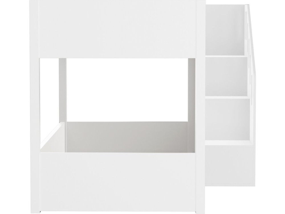 Drewniane łóżko piętrowe z drabinką i schowkami „Léana” – 90 x 190 cm – białe
