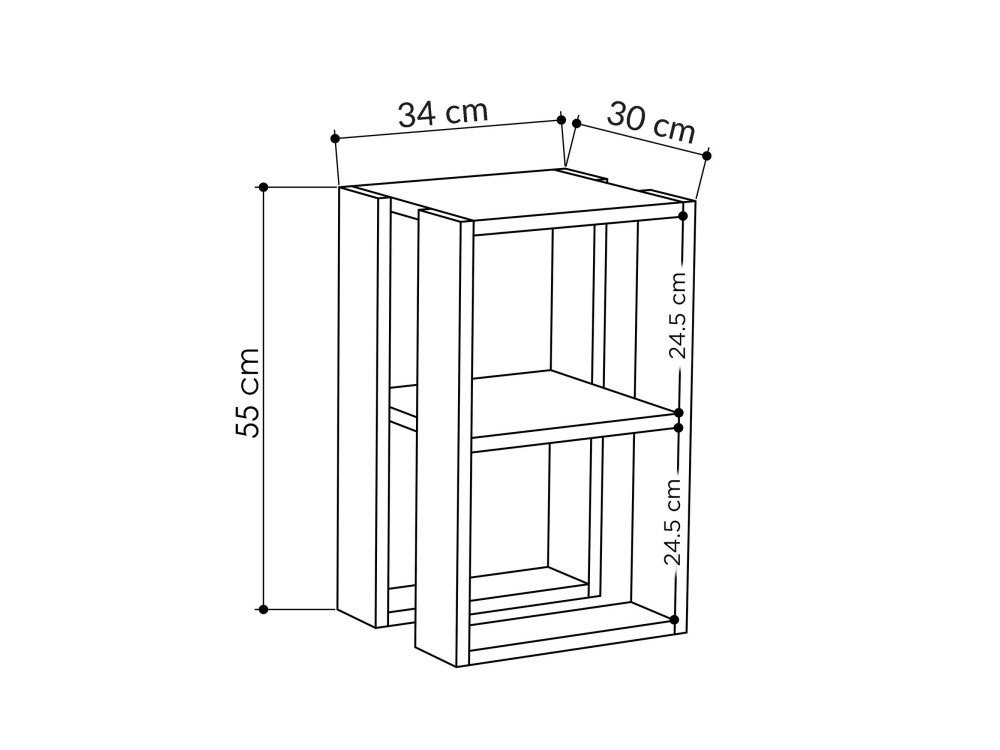 Drewniana szafka nocna "Lonie" 30 x 30 x 55 cm - marmur Carrara