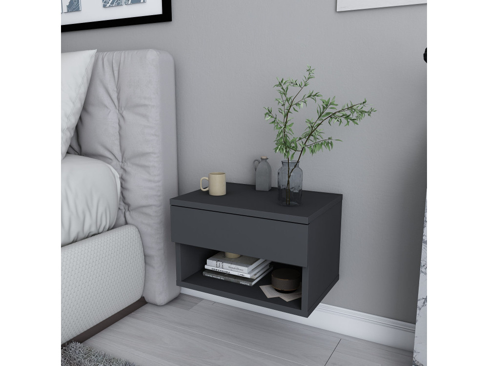 Drewniany stolik nocny "Jamot" - 45 x 29 x 32 cm - Antracytowy szary