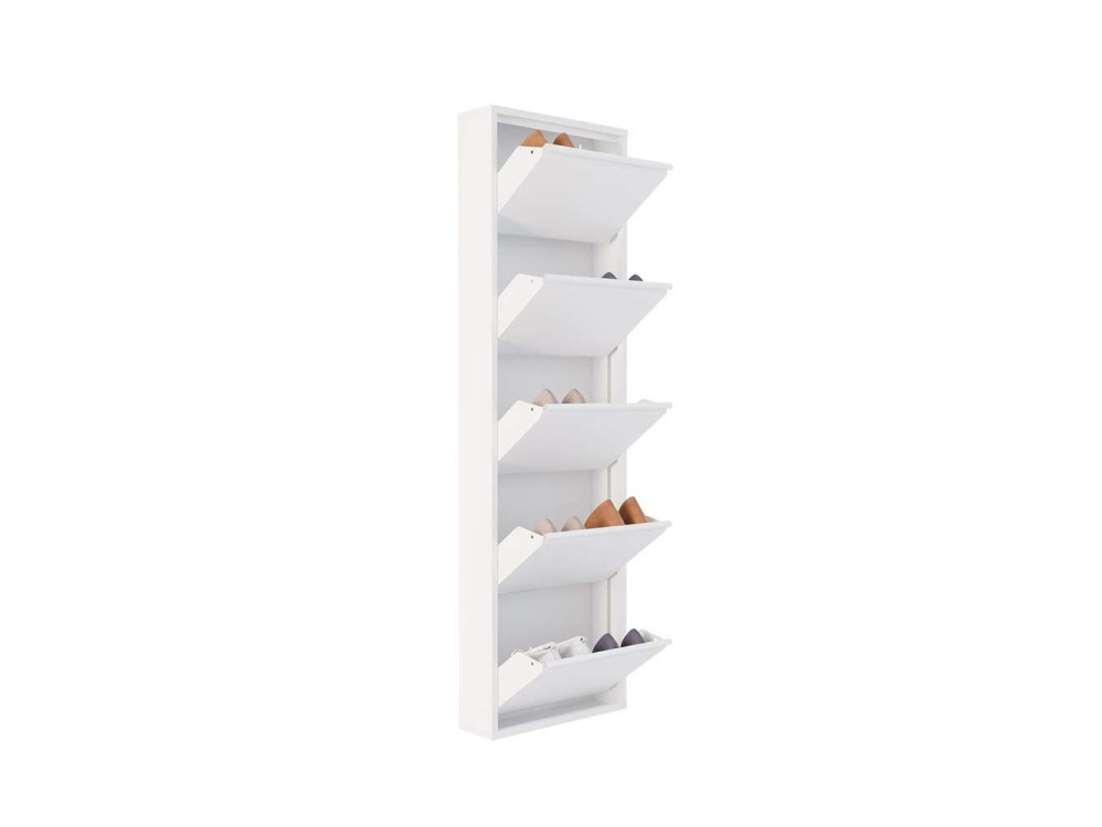 Metalowa szafka na buty "Ayse" - 50 x 15 x 169 cm - Biały