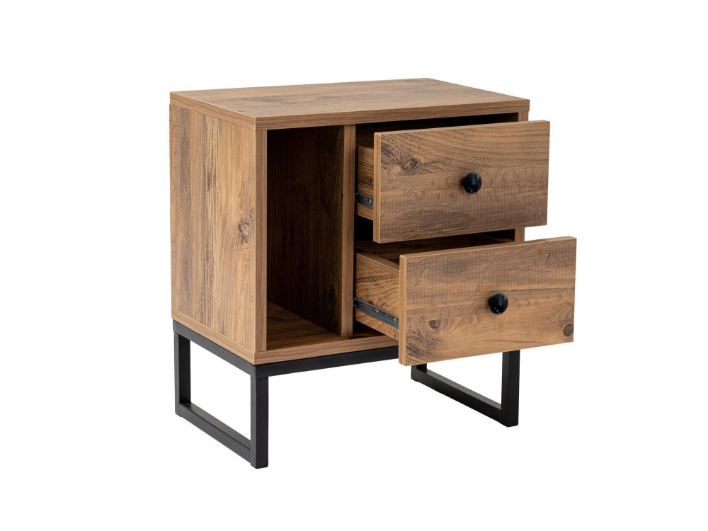 Drewniana szafka nocna "Glimmer" - 45 x 29 x 50 cm - Atlantic PineBlack