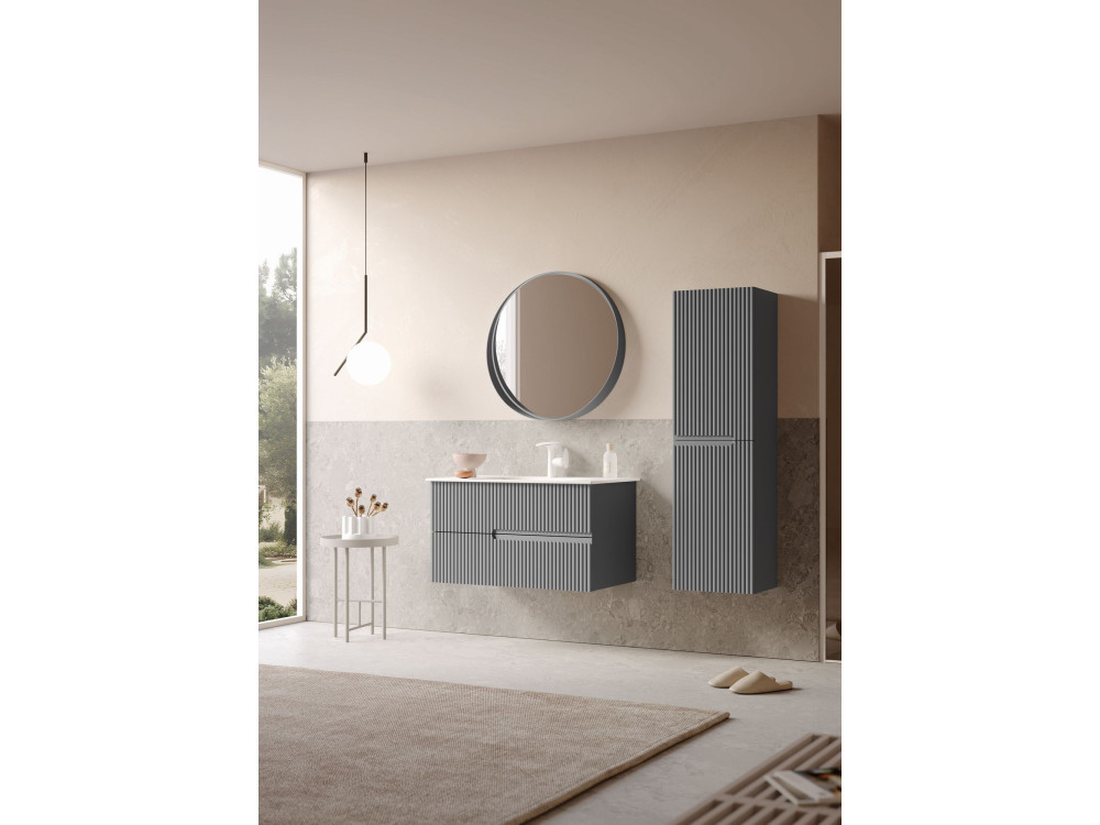 Szafka pod umywalkę „Moonlight 90 v2” – 91 x 51 x 51 cm – matowa szarość