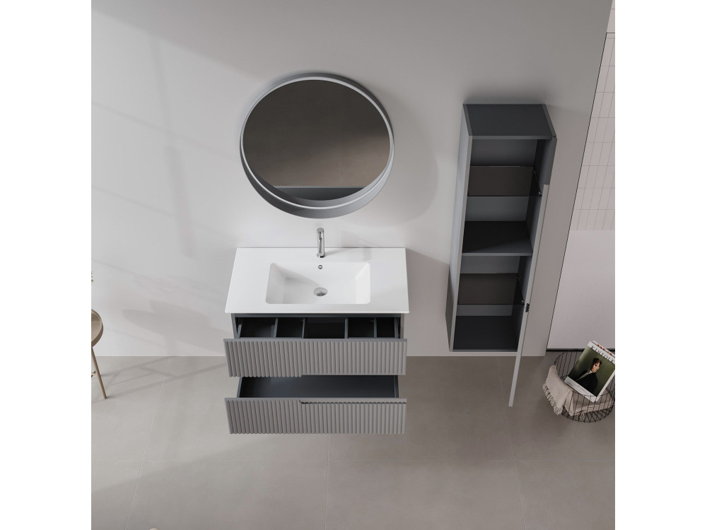 Szafka pod umywalkę „Moonlight 90 v2” – 91 x 51 x 51 cm – matowa szarość