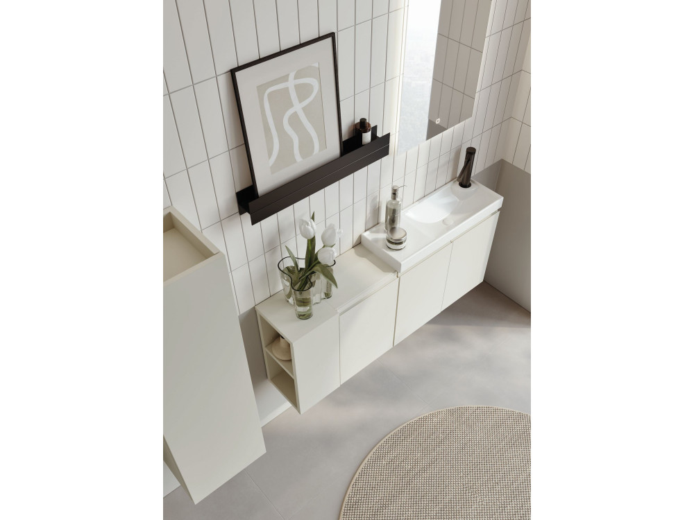 Zestaw szafki pod umywalkę z lustrem (2 elementy) „Ferla 110” – 110 x 22 x 45 cm – matowy kolor kaszmir