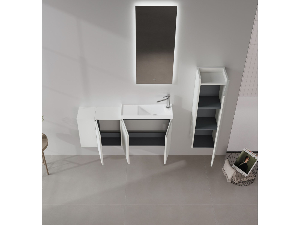 Zestaw szafki pod umywalkę z lustrem (2 elementy) „Ferla 110” – 110 x 22 x 45 cm – matowy kolor kaszmir