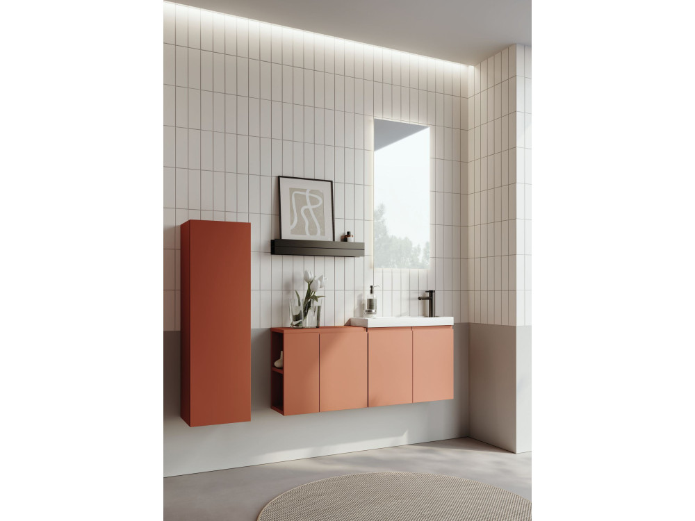 Zestaw szafki pod umywalkę z lustrem (2 elementy) „Ferla 110” – 110 x 22 x 45 cm – kolor Matte Cinnamon