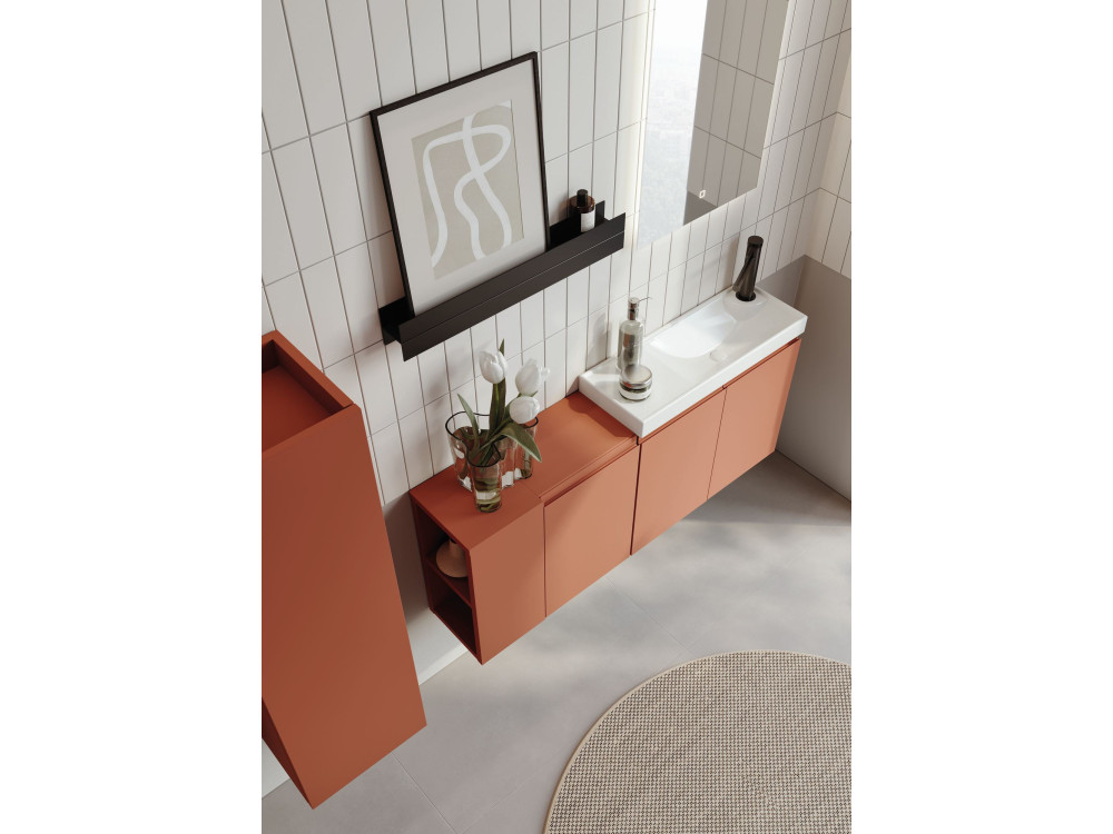 Zestaw szafki pod umywalkę z lustrem (2 elementy) „Ferla 110” – 110 x 22 x 45 cm – kolor Matte Cinnamon