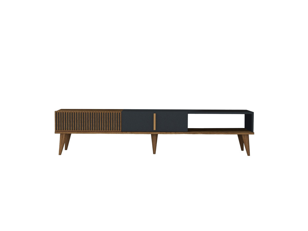 Drewniana podstawa pod telewizor "Milan" - 180 x 35 x 40 cm - Orzech, Antracyt