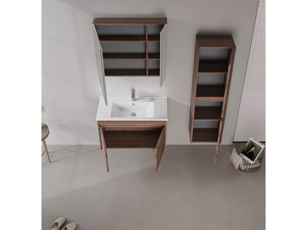 Szafka pod umywalkę „Side 85 v2” – 85 x 45 x 52 cm – ciemny orzech