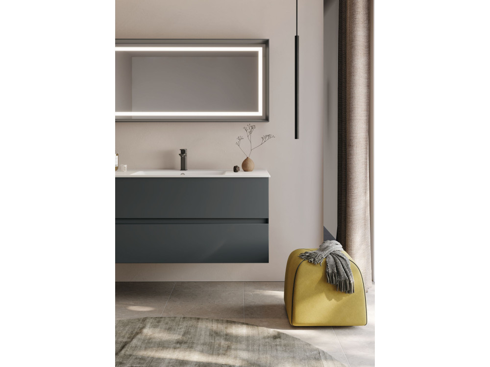 Zestaw szafki pod umywalkę z lustrem (2 elementy) „Nest 121 v2” – 121 x 51 x 55 cm – matowy antracyt