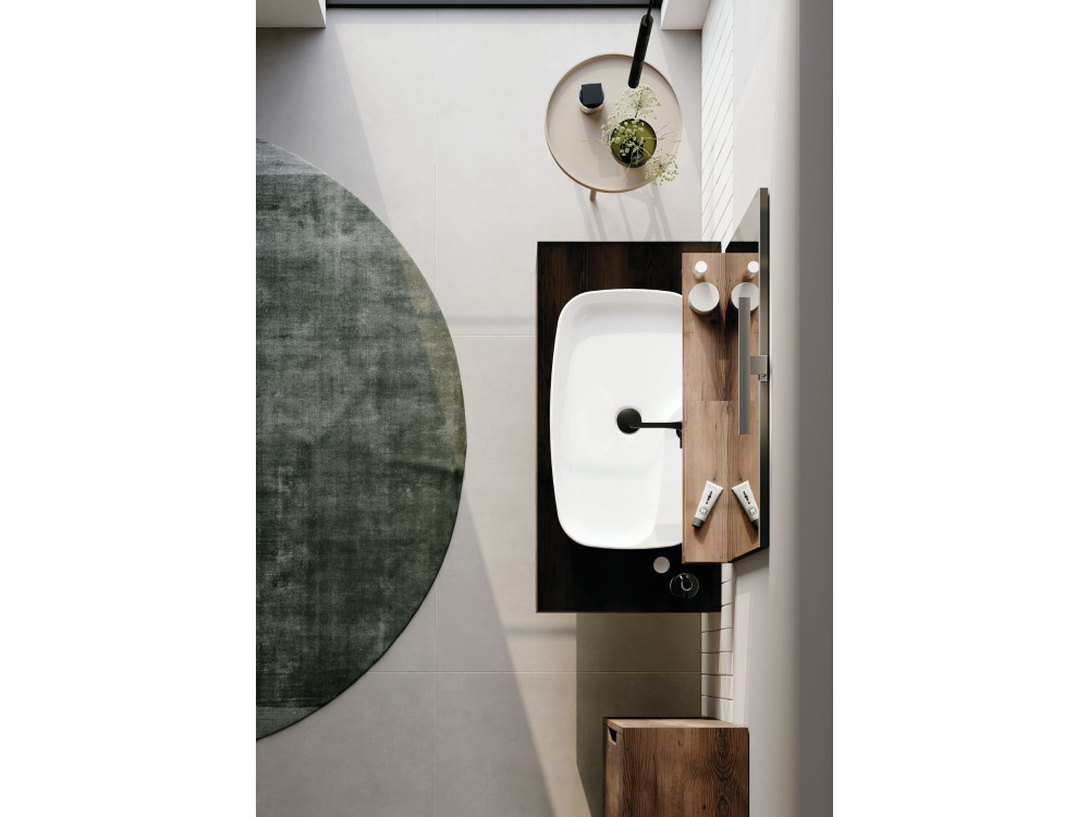 Zestaw szafki pod umywalkę z lustrem (2 elementy) „Galia 100 v2” – 100 x 50 x 50 cm – orzech