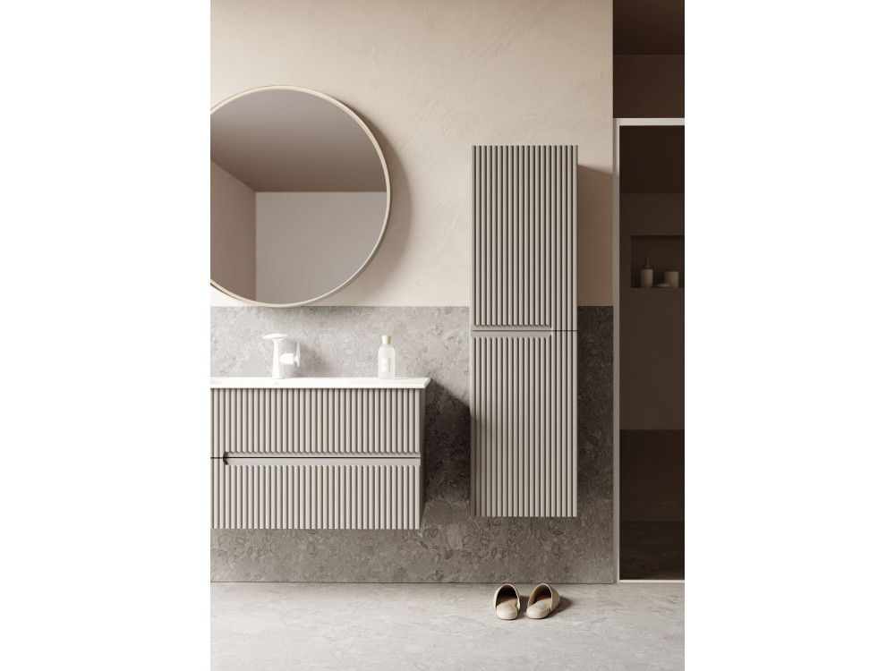 Zestaw szafki pod umywalkę z lustrem (2 elementy) „Moonlight 120 v2” – 121 x 51 x 51 cm – kolor Matte Mink