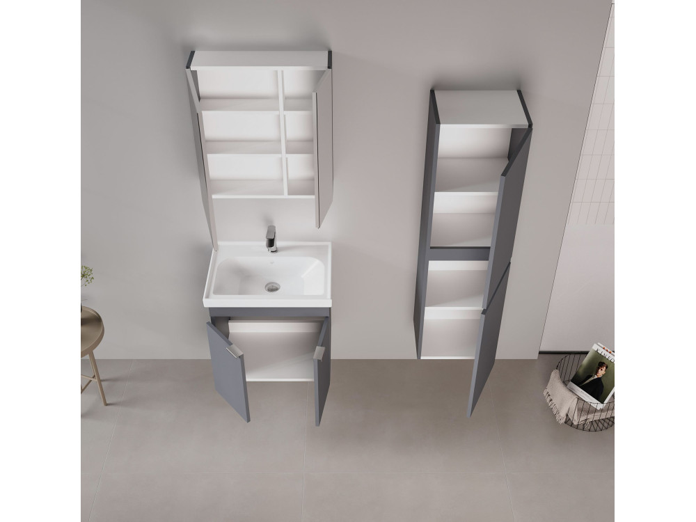 Szafka pod umywalkę „Desna 50” – 50 x 38 x 58 cm – matowy antracyt