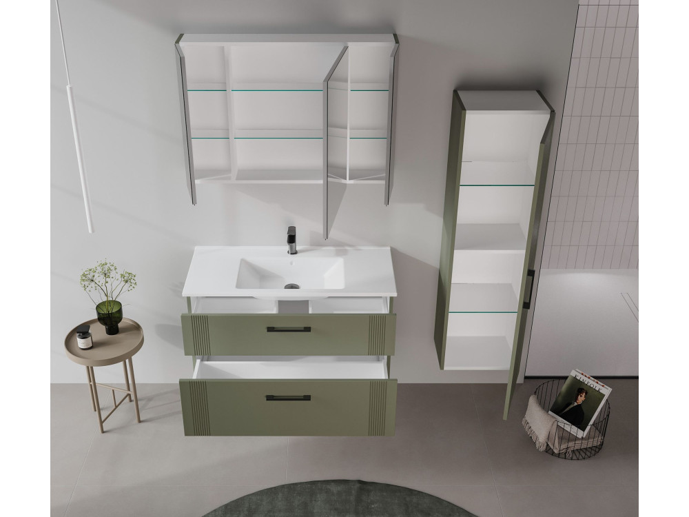 Szafka pod umywalkę „Bari 100 v2” – 100 x 45 x 55 cm – matowa zieleń