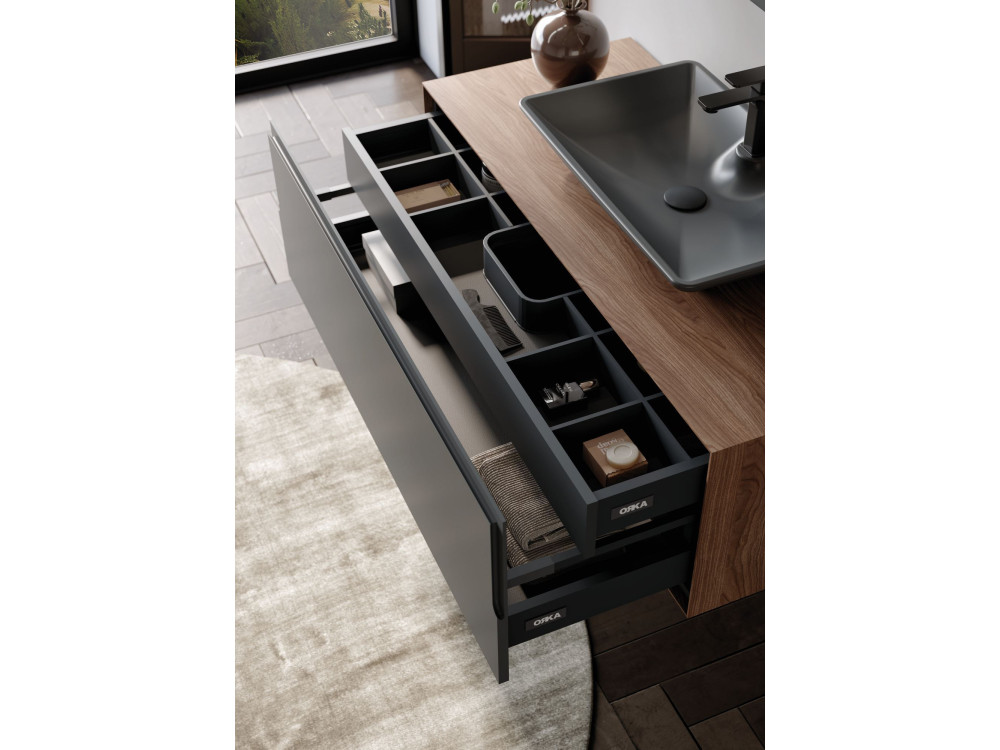 Szafka pod umywalkę „Craft 120” – 120 x 50 x 40 cm – orzech / antracyt