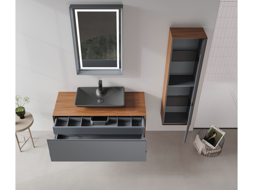 Szafka pod umywalkę „Craft 120” – 120 x 50 x 40 cm – orzech / antracyt