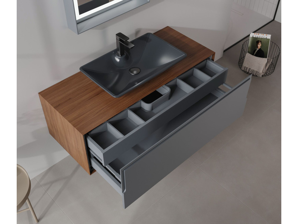 Szafka pod umywalkę „Craft 120” – 120 x 50 x 40 cm – orzech / antracyt