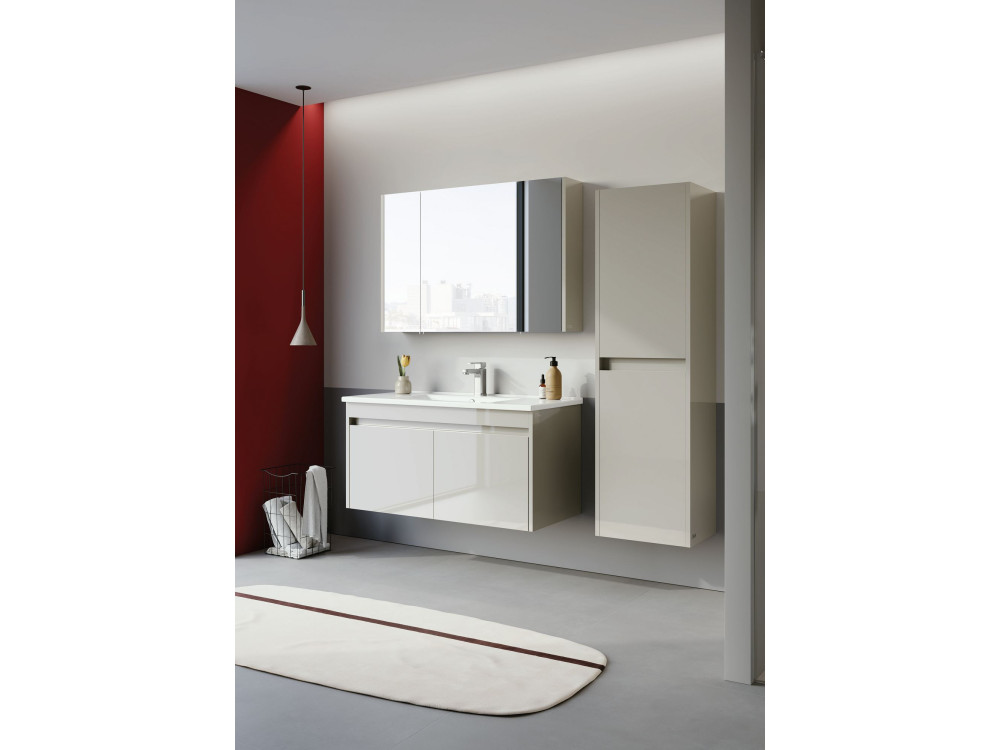 Zestaw szafki pod umywalkę z lustrem (2 elementy) „Arno 100” – 100 x 45 x 52 cm – Cashmere