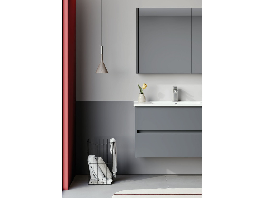 Zestaw szafki pod umywalkę z lustrem (2 elementy) „Arno 85” – 85 x 45 x 52 cm – szary