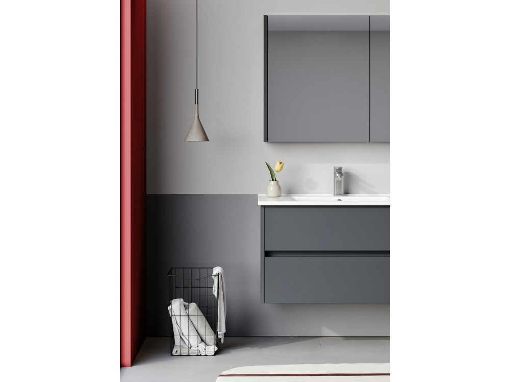 Szafka łazienkowa z lustrem „Arno 80” – 79 x 16 x 66 cm – szara / antracytowa