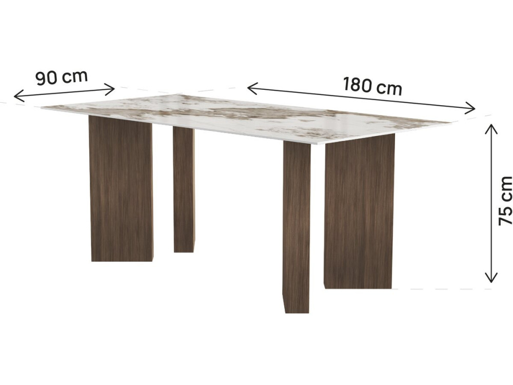 Stół jadalny z ceramiki – 180 cm – „Elma” – 8 miejsc – brązowy
