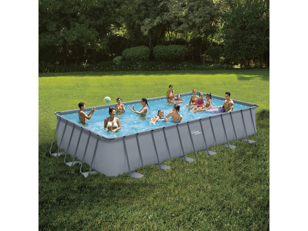 Piscine tubulaire grise - "LUDO 5" - 7,32 x 3,66 x 1,32 m - bez filtracji