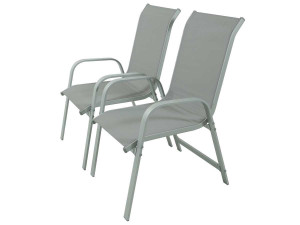 Krzesło ogrodowe aluminiowo-tekstylne „Porto” - Phoenix - Jasnoszare - Zestaw 2 szt.