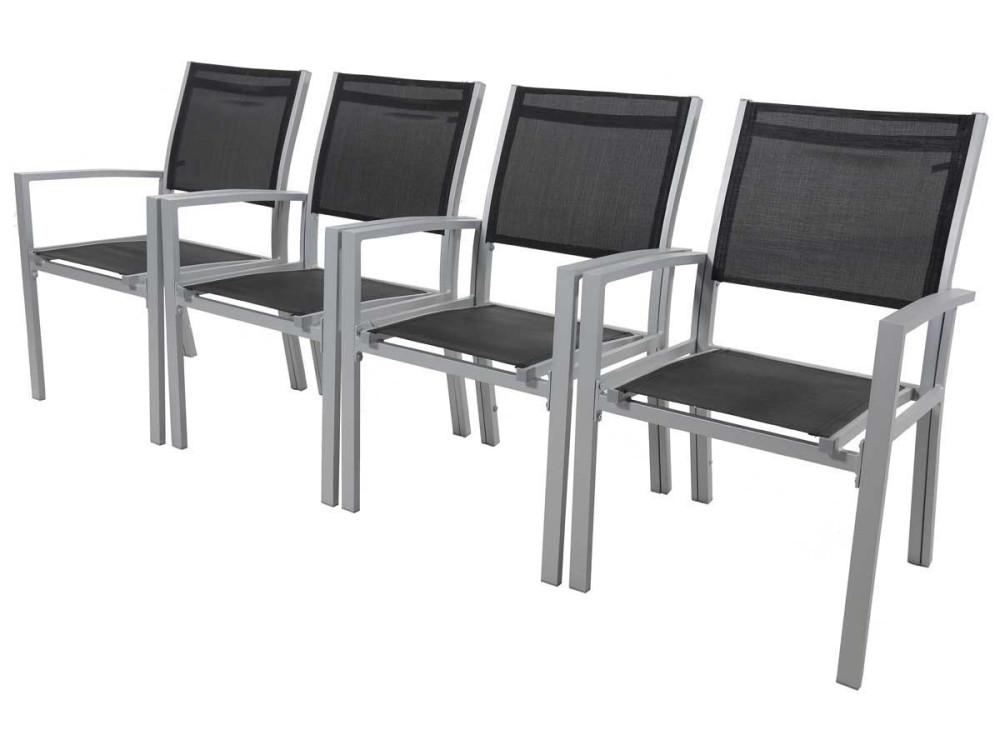 Fotel ogrodowy aluminiowo-tekstylenowy „Tropic” - Phoenix - Czarne - Zestaw 2 szt.