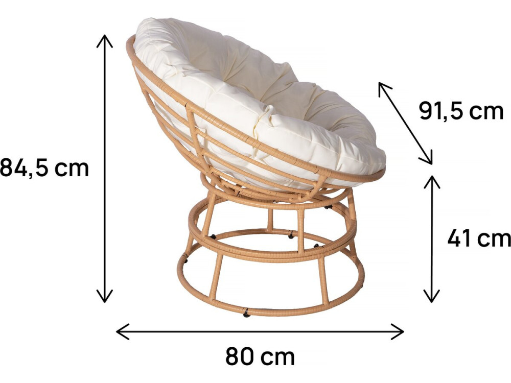 Fotel Papasan do użytku wewnętrznego/zewnętrznego w stylu loveuse "Bali" - Ø91cm - Beżowy