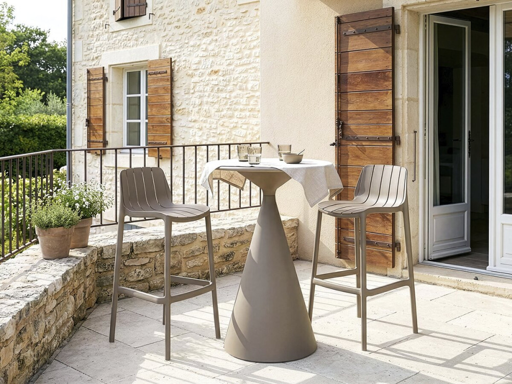 Stół ogrodowy bistro ⌀80 cm "Néora" - Taupe