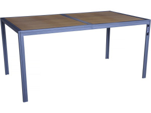 Metalowy stół ogrodowy "Tossa" z imitacji drewna - 160 x 90 x 75 cm - Brązowy