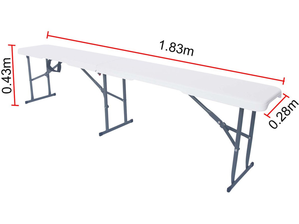 Metalowa ławka "Foldy" - 183 x 29 x 42 cm - Biały