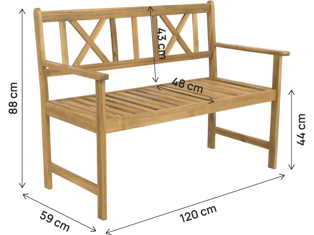 Drewniana ławka ogrodowa 120 cm "Surabaya" - 2 miejsca siedzące - Brązowy