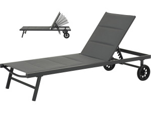 Pikowany leżak z tekstylenu i aluminium "Bella" - Phoenix - Ciemnoszary