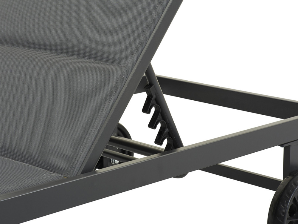 Pikowany leżak z tekstylenu i aluminium "Bella" - Phoenix - Ciemnoszary