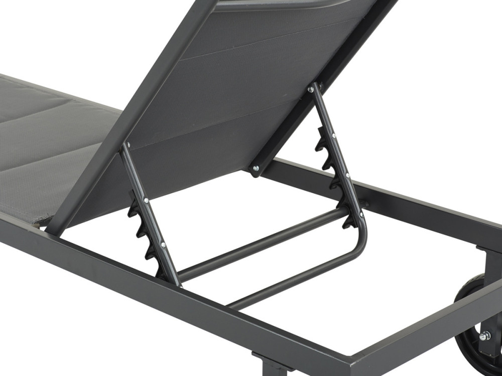 Pikowany leżak z tekstylenu i aluminium "Bella" - Phoenix - Ciemnoszary