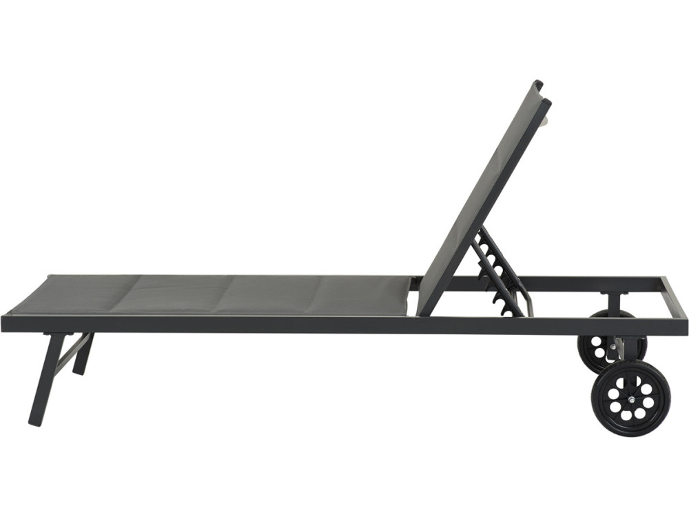 Pikowany leżak z tekstylenu i aluminium "Bella" - Phoenix - Ciemnoszary