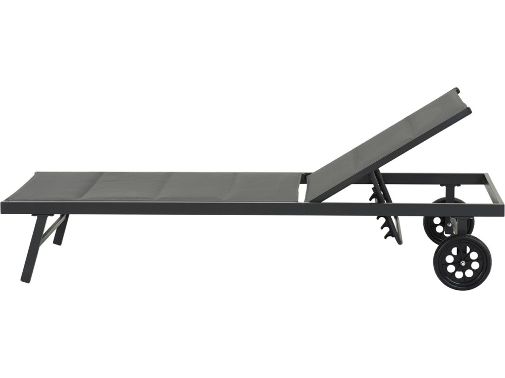 Pikowany leżak z tekstylenu i aluminium "Bella" - Phoenix - Ciemnoszary