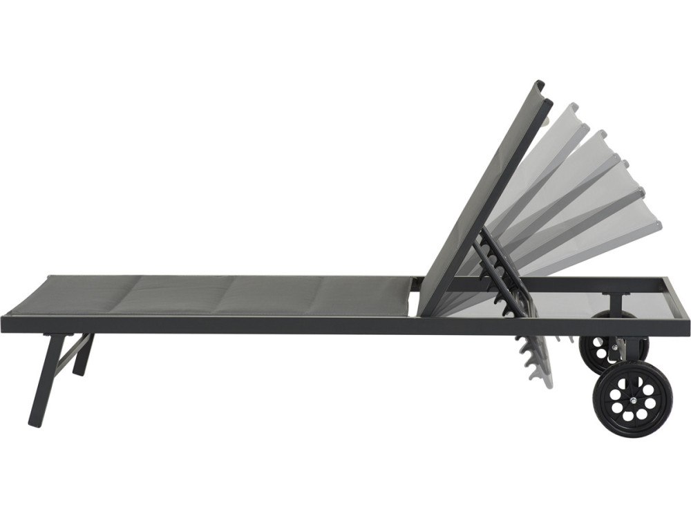 Pikowany leżak z tekstylenu i aluminium "Bella" - Phoenix - Ciemnoszary