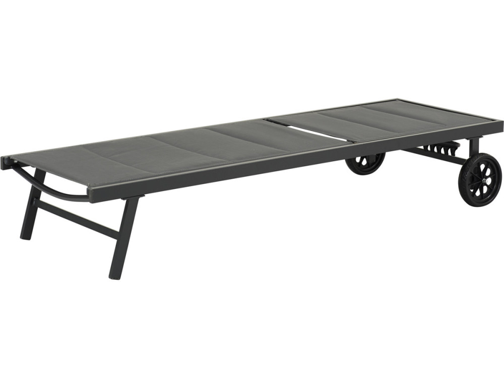 Pikowany leżak z tekstylenu i aluminium "Bella" - Phoenix - Ciemnoszary