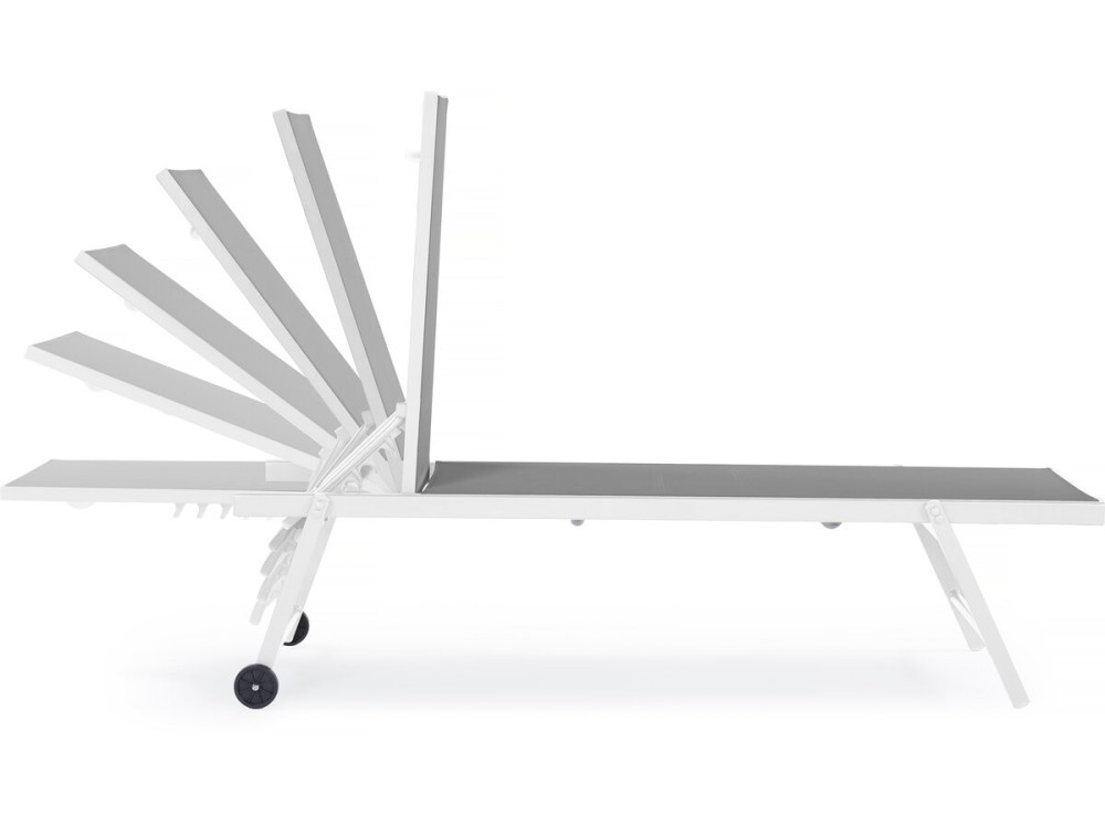 Zestaw 2 leżaków plażowych "Jolia" - Tekstylen tapicerowany i aluminium - Gama "Phoenix" - Szaro-białe
