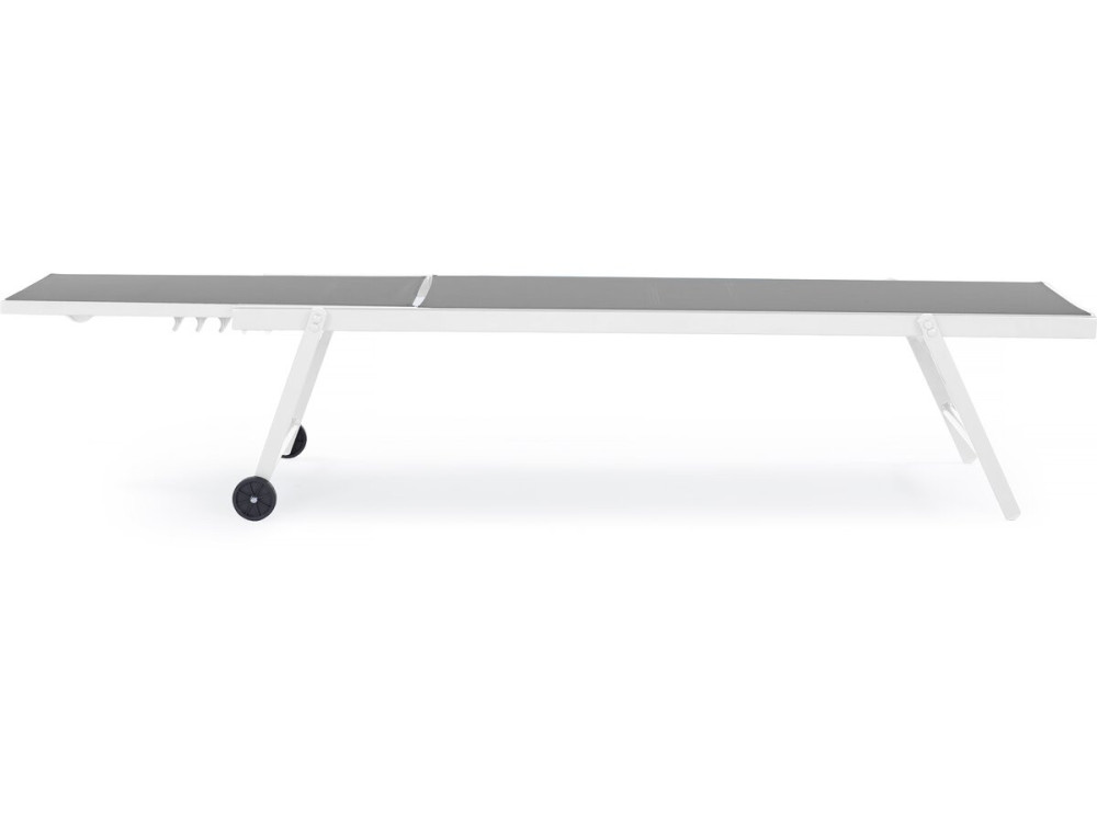 Zestaw 2 leżaków plażowych "Jolia" - Tekstylen tapicerowany i aluminium - Gama "Phoenix" - Szaro-białe