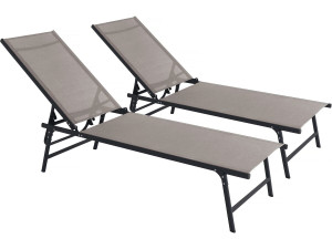 Komplet 2 metalowych leżaków "Sublima" - 180 x 54 x 104 cm - Taupe