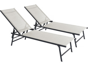 Zestaw 2 metalowych leżaków "Sublima" - 180 x 54 x 104 cm - Beżowy