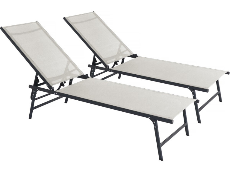 Zestaw 2 metalowych leżaków "Sublima" - 180 x 54 x 104 cm - Beżowy