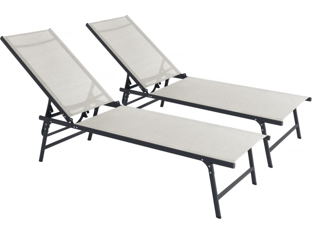 Zestaw 2 metalowych leżaków "Sublima" - 180 x 54 x 104 cm - Beżowy