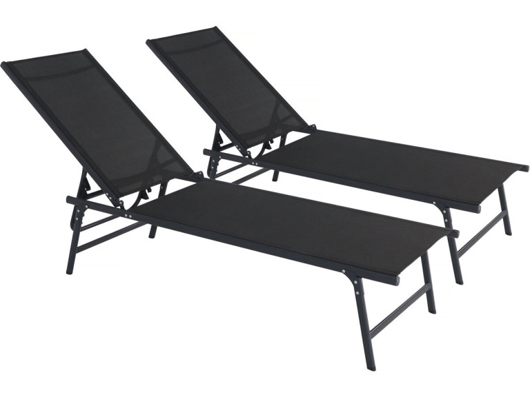 Zestaw 2 metalowych leżaków "Sublima" - 180 x 54 x 104 cm - Czarny