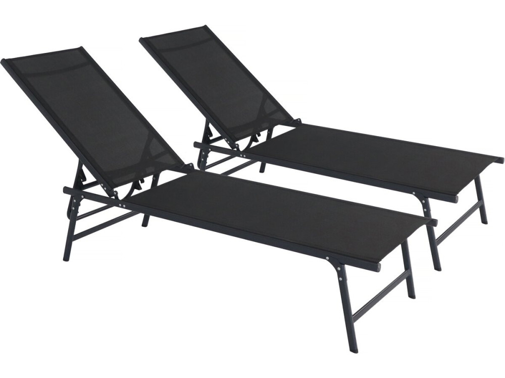 Zestaw 2 metalowych leżaków "Sublima" - 180 x 54 x 104 cm - Czarny